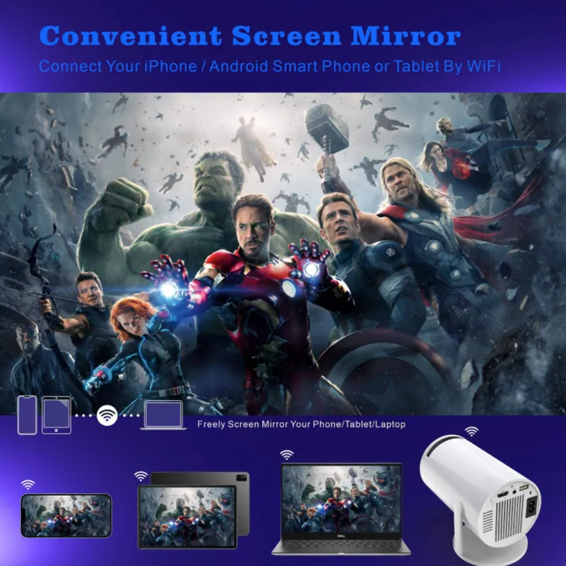 TechToppie H713 Cinema – HDMI Beamer met EU-stekker