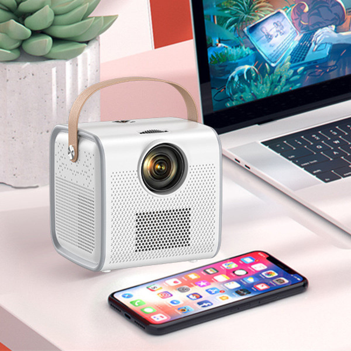 TechToppie VisionPro 1080 – Android Full-HD Mini Beamer met EU-stekker