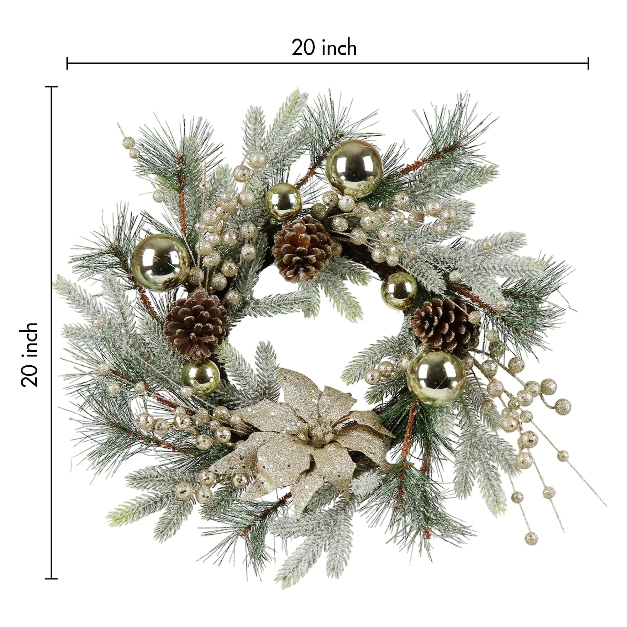 Christmas Wreath 20 Inch Christmas Door Decoration Garland With Warm Lights